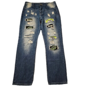 Source Unknown Seattle Seahawks Dance Patched Relaxed Fit Jeans Size 30